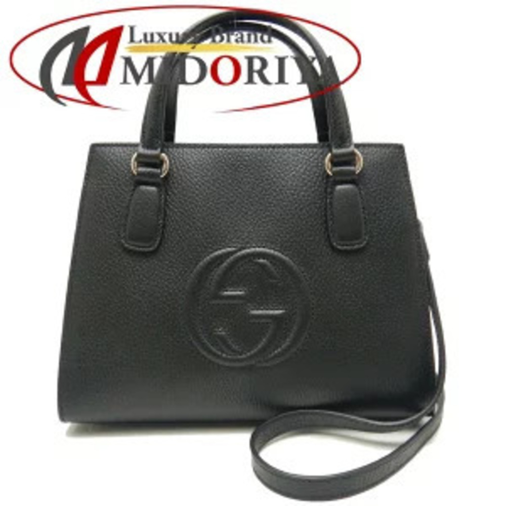 GUCCI Soho Handbag Leather Black
